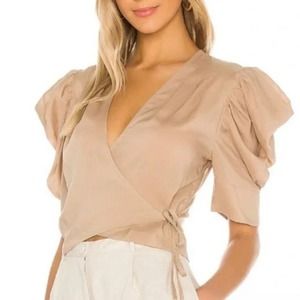 REVOLVE Tan Wrap Top